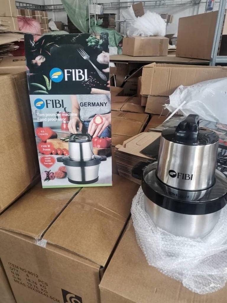 FIBI FOOD PROCESSOR - 1500W, Multi-Functional Food Chopper, Electric Meat Grinder and Yam Pounder,4 Sharp Blades,6Liters