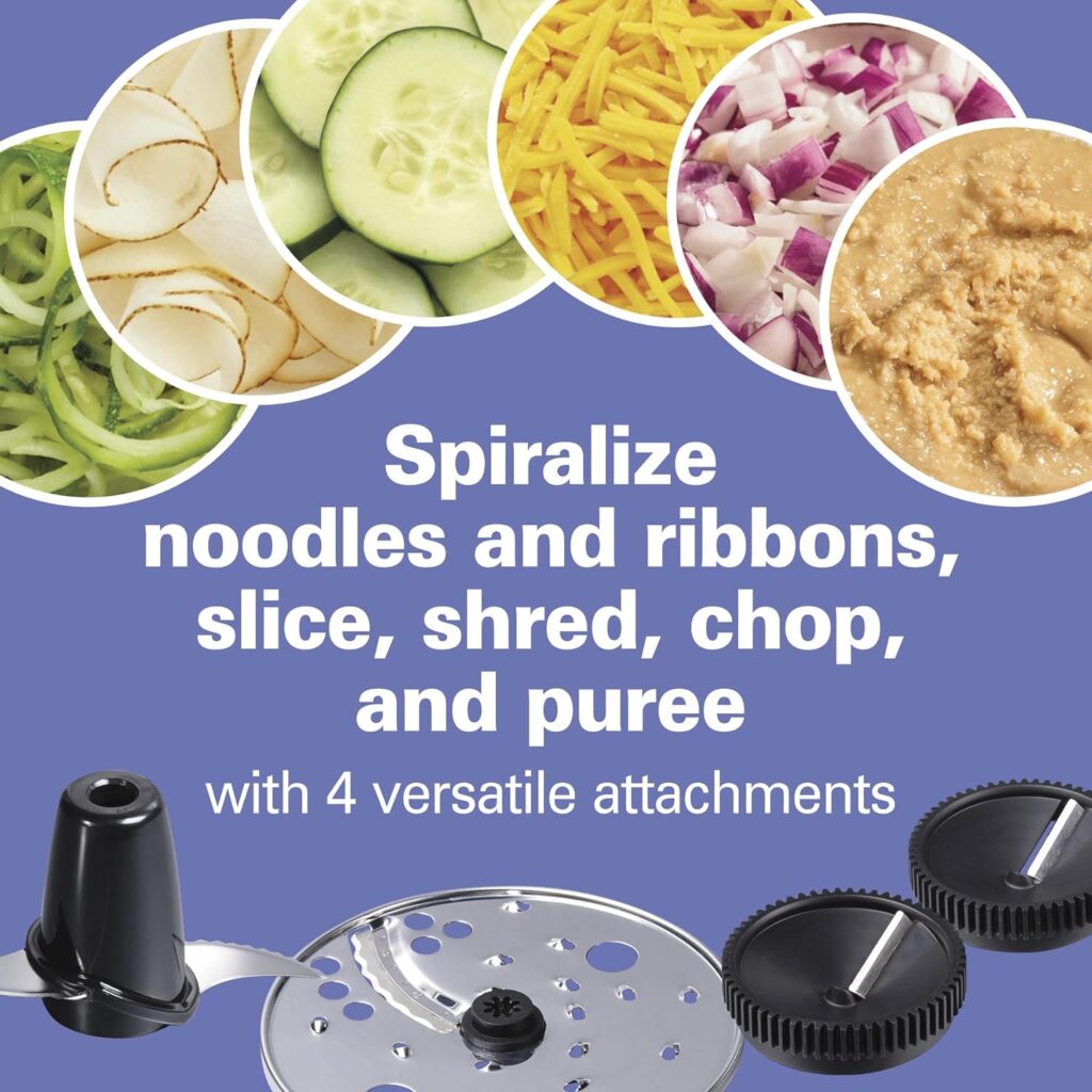 Hamilton Beach Food Processor  Vegetable Chopper for Slicing, Shredding, Mincing, and Puree, 10 Cups + Easy Clean Bowl Scraper, Black and Stainless Steel (70730)