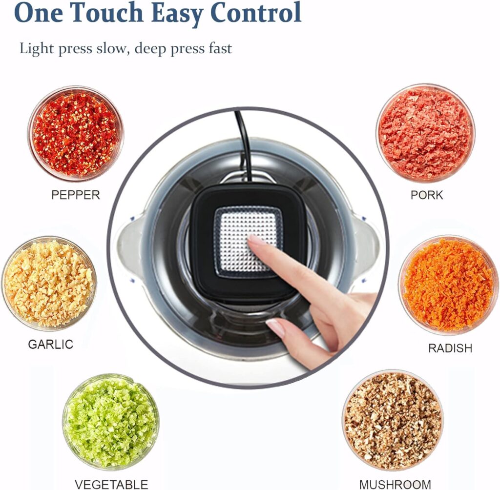 LINKChef Food Chopper, 5 Cup Food Processor Mini Electric, 250W Meat Grinder with 4 Bi-Level Blades, Small Stainless Steel Mincer for Kitchen, Vegetable, Onion, Garlic, Salad, Baby Food, Fruit, Nuts