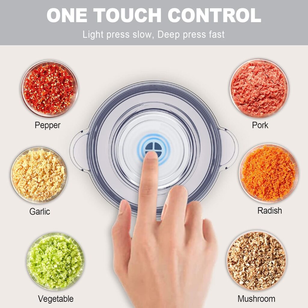 LINKChef Food Chopper, 5 Cup Food Processor Mini Electric, 250W Meat Grinder with 4 Bi-Level Blades, Small Stainless Steel Mincer for Kitchen, Vegetable, Onion, Garlic, Salad, Baby Food, Fruit, Nuts