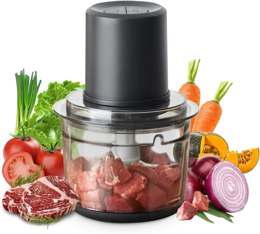Olayks Electric Food Processor, Small Electric Food Chopper for Baby Food, Vegetables, Meat, Fruits, Nuts, 4 Cup Food Chopper with 2 Speed