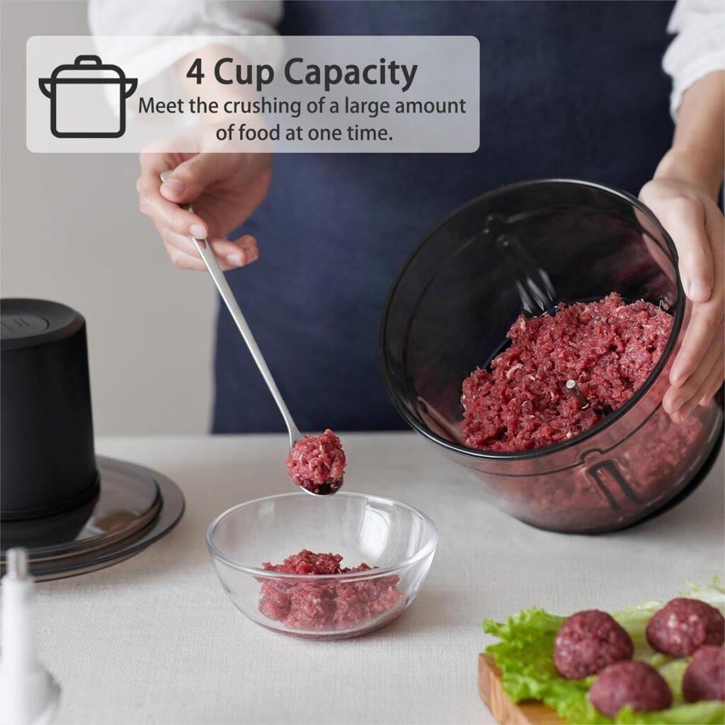 Olayks Electric Food Processor, Small Electric Food Chopper for Baby Food, Vegetables, Meat, Fruits, Nuts, 4 Cup Food Chopper with 2 Speed