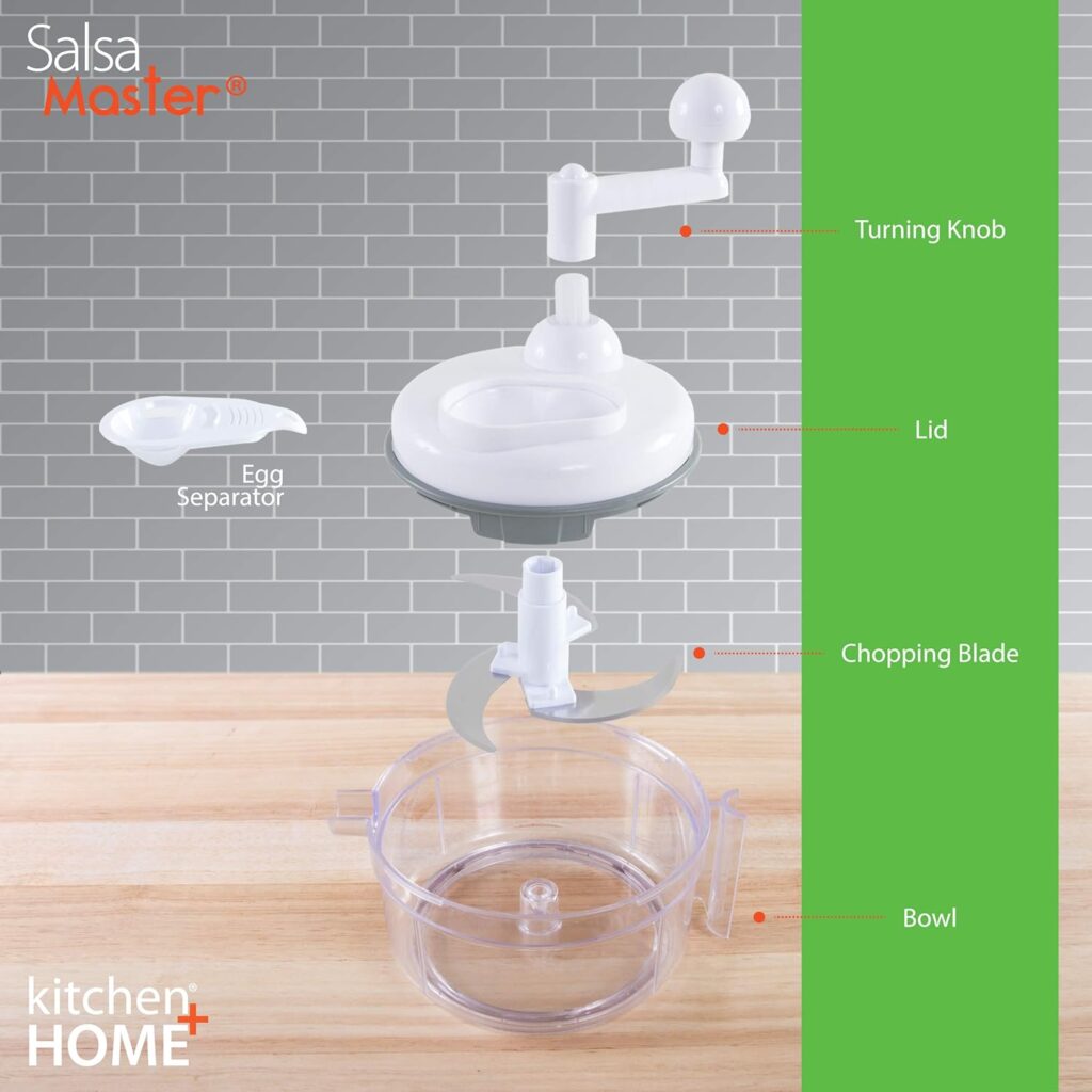 Salsa Master Salsa Maker, Food Chopper, Mixer and Blender - As Seen On TV Manual Food Processor,white