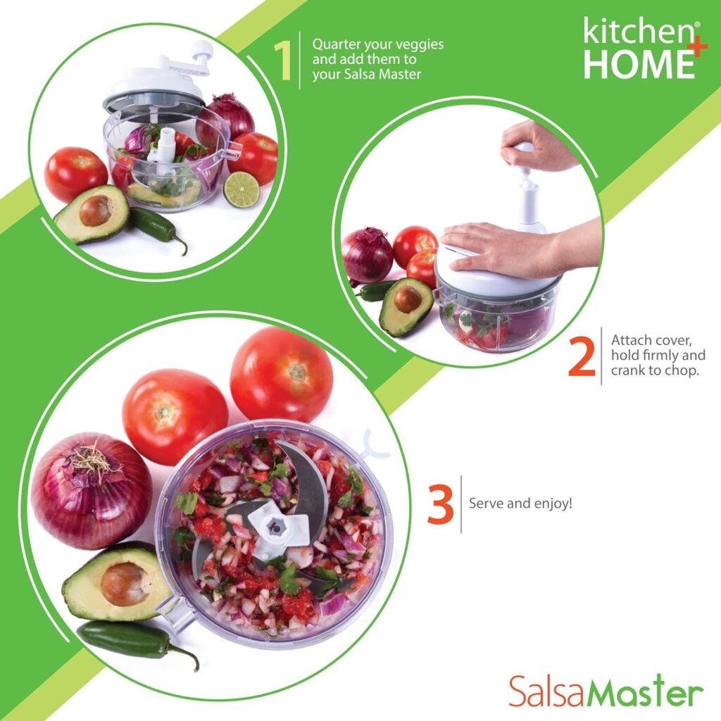 Salsa Master Salsa Maker, Food Chopper, Mixer and Blender - As Seen On TV Manual Food Processor,white